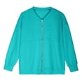 thumbnail image 3 of CUSTG Female Pullover Hoodless Long Sleeve Zip Up Solid Color Fleece Lined Pockets Relaxed Daily Sweatshirt Top, 3 of 5