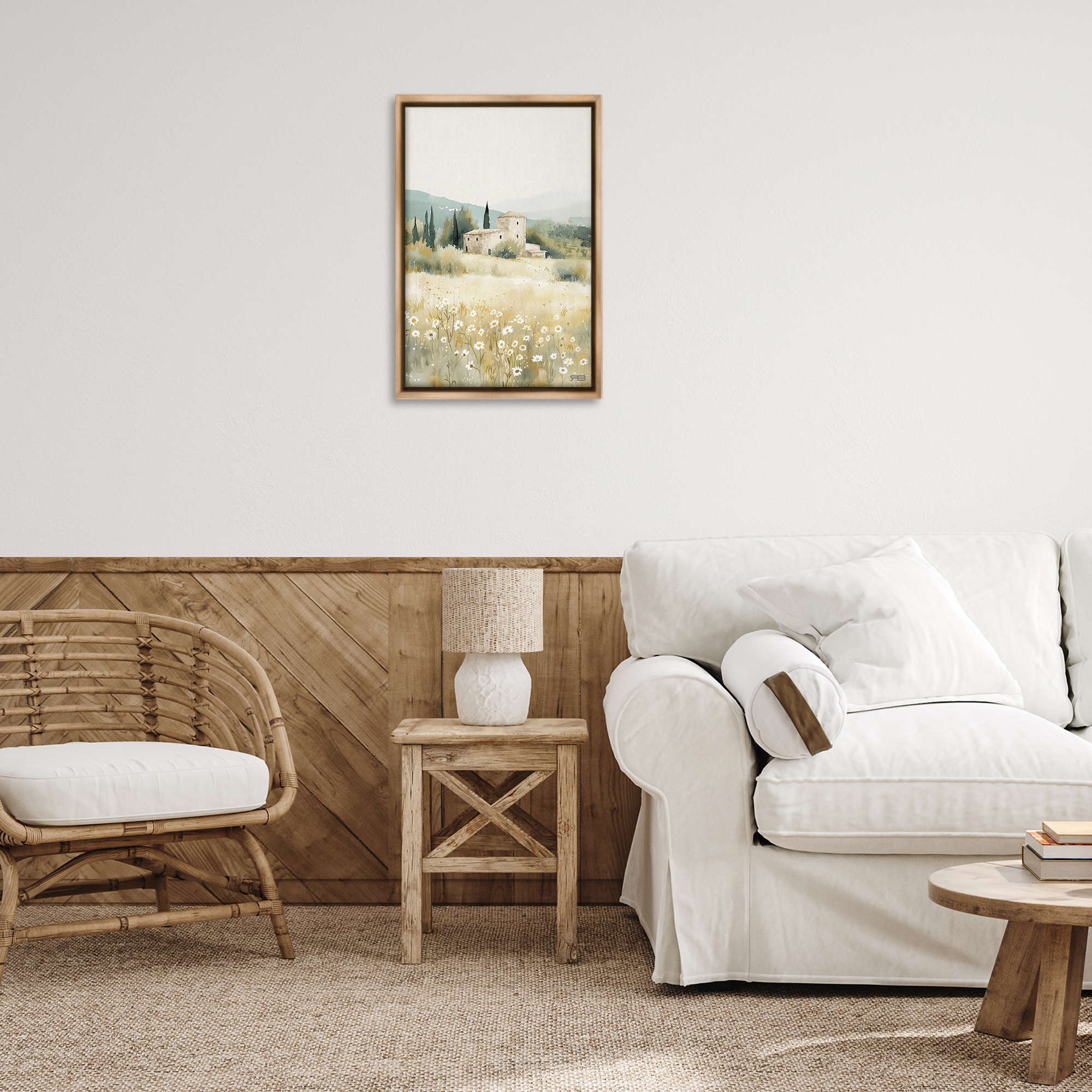 Stupell Industries Nu Horizon Countryside Landscape Painting Brown Floater Framed Canvas Art Print Wall Art, 17 x 25