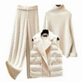 thumbnail image 6 of 2025 New Women'S Thick Vest High-Neck Knitted Sweater And Wide-Leg Pants Three-Piece Set For Autumn And Winter, 6 of 24