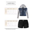 thumbnail image 6 of FashionMille Women Trucker Fleece Sleeve Denim Jacket With Raw Hem Ribbed Denim Shorts, 6 of 6