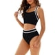 thumbnail image 5 of Traje de baño tankini de cintura alta dividido para mujer, color sólido, conservador y moderno, traje de baño de dos piezas para mujer, trajes de baño tankini para mujer, traje de baño de 2 piezas par, 5 of 8