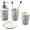 Off White, variant on Bathroom Accessories Set, 4 PCS Modern Stone Look Bathroom Accessory Set with Hand Soap Dispenser 11.5 OZ, Tumblers, Toothbrush Holder, Bar Soap Dish Holder Saver (White)