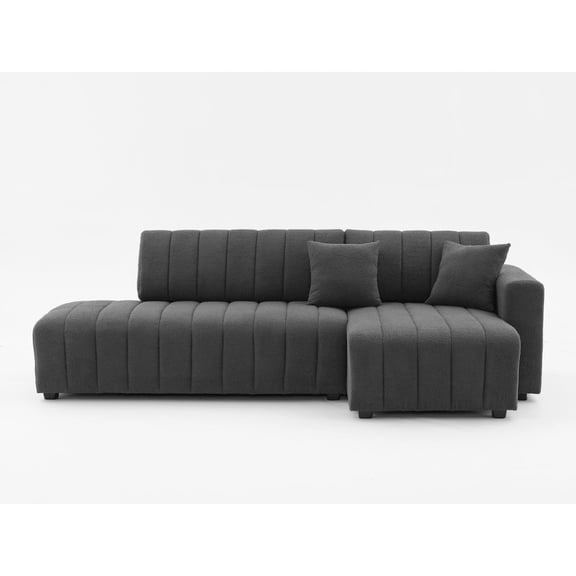 Devion Furniture Nargis Lamb Wool Sectional Sofa With Chaise