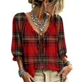 thumbnail image 2 of 3/4 Length Sleeve Womens Tops Boho Tops V Neck Casual Vacation Clothes Ruffle Trim Casual Loose Flowy Dressy Shirts, 2 of 5