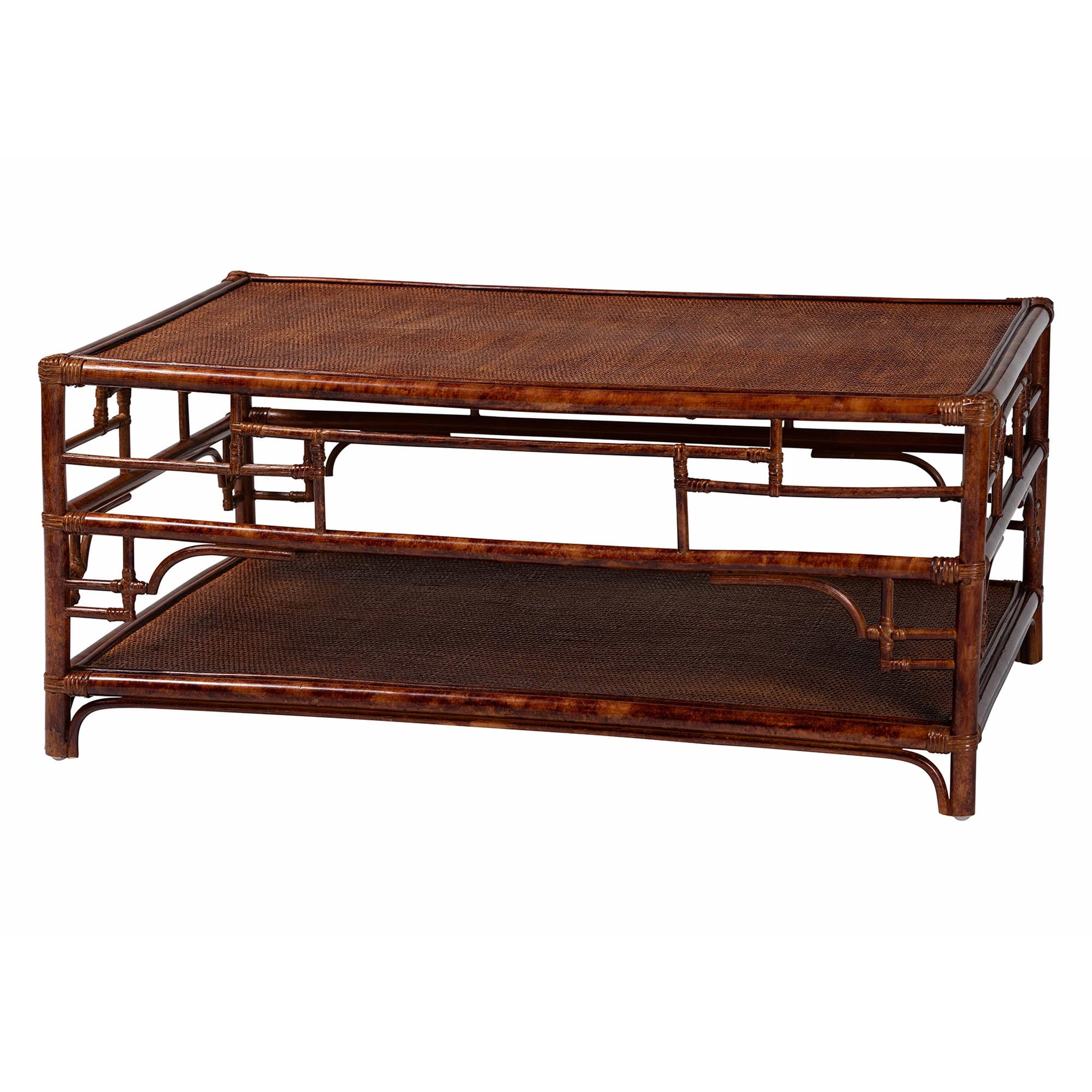 bali & pari Sebalio Boho Coffee Table, 42"W, Marbled Tortoise Brown
