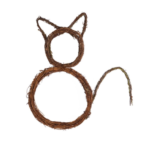 Natural Grapevine Twig Vine Garland Wreaths, Halloween Cat Shaped DIY Crafts Rattan Branch Wreath, Halloween Garland Front Door Decorations