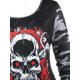 thumbnail image 3 of Talla grande Halloween Rose Skull Imprimir tee Rosegal Mangas largas de talla grande, 3 of 5