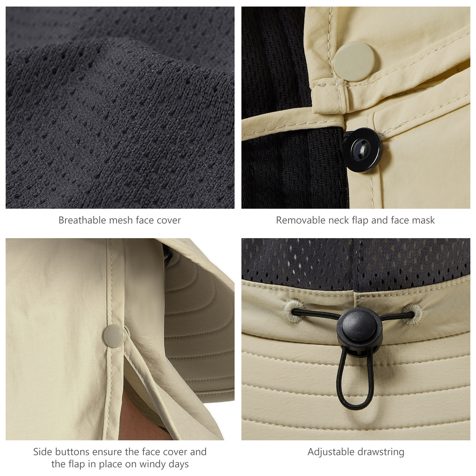 Men’s UPF 50+ Sun Hat with Face Cover & Neck Flap FH09