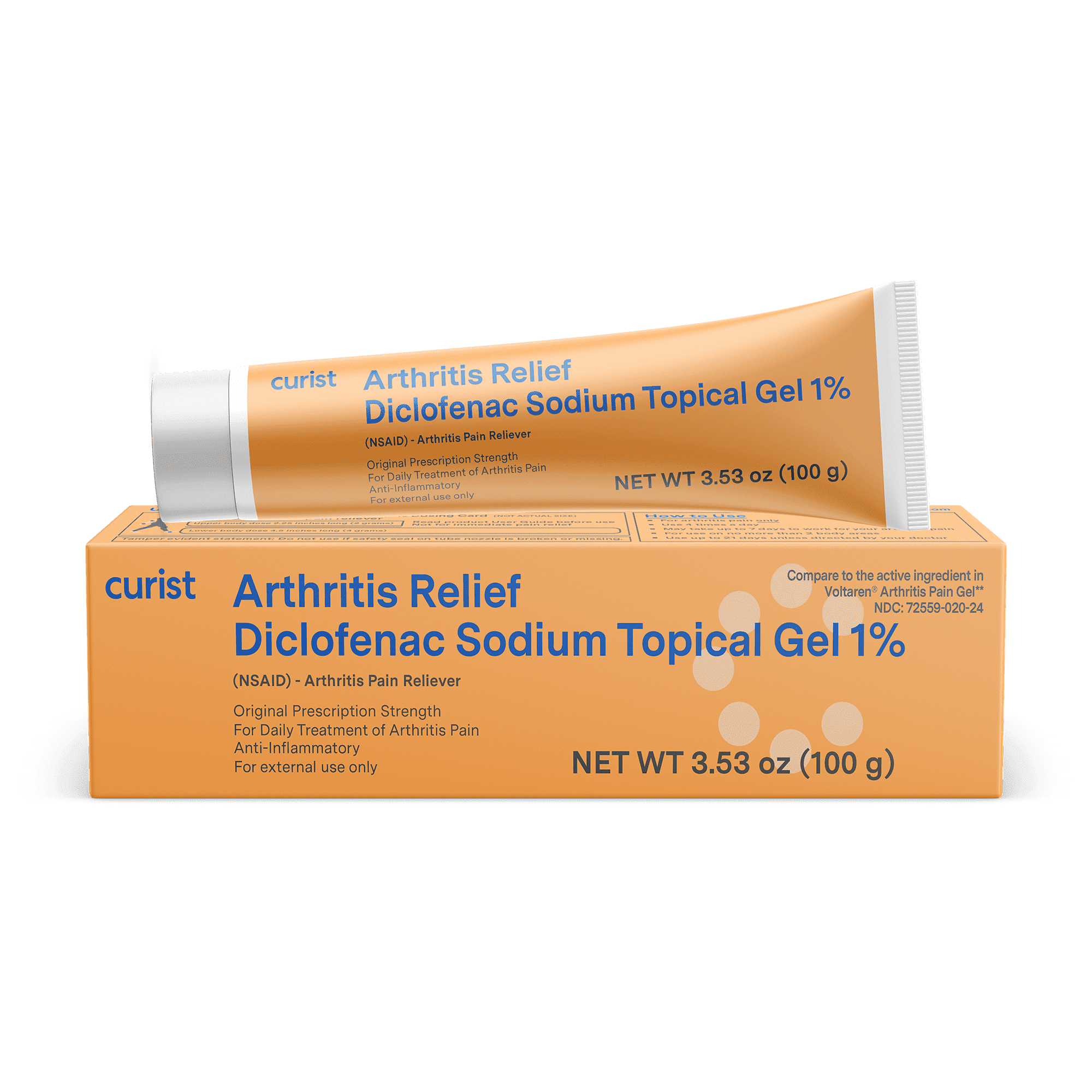 Curist Diclofenac Sodium Topical Gel 1 Percent 100g for Arthritis Pain - Joint Pain Relief for Hand Pain, Foot Pain, Knee Pain, Elbow Pain & Ankle Pain - 1% - 3.53oz