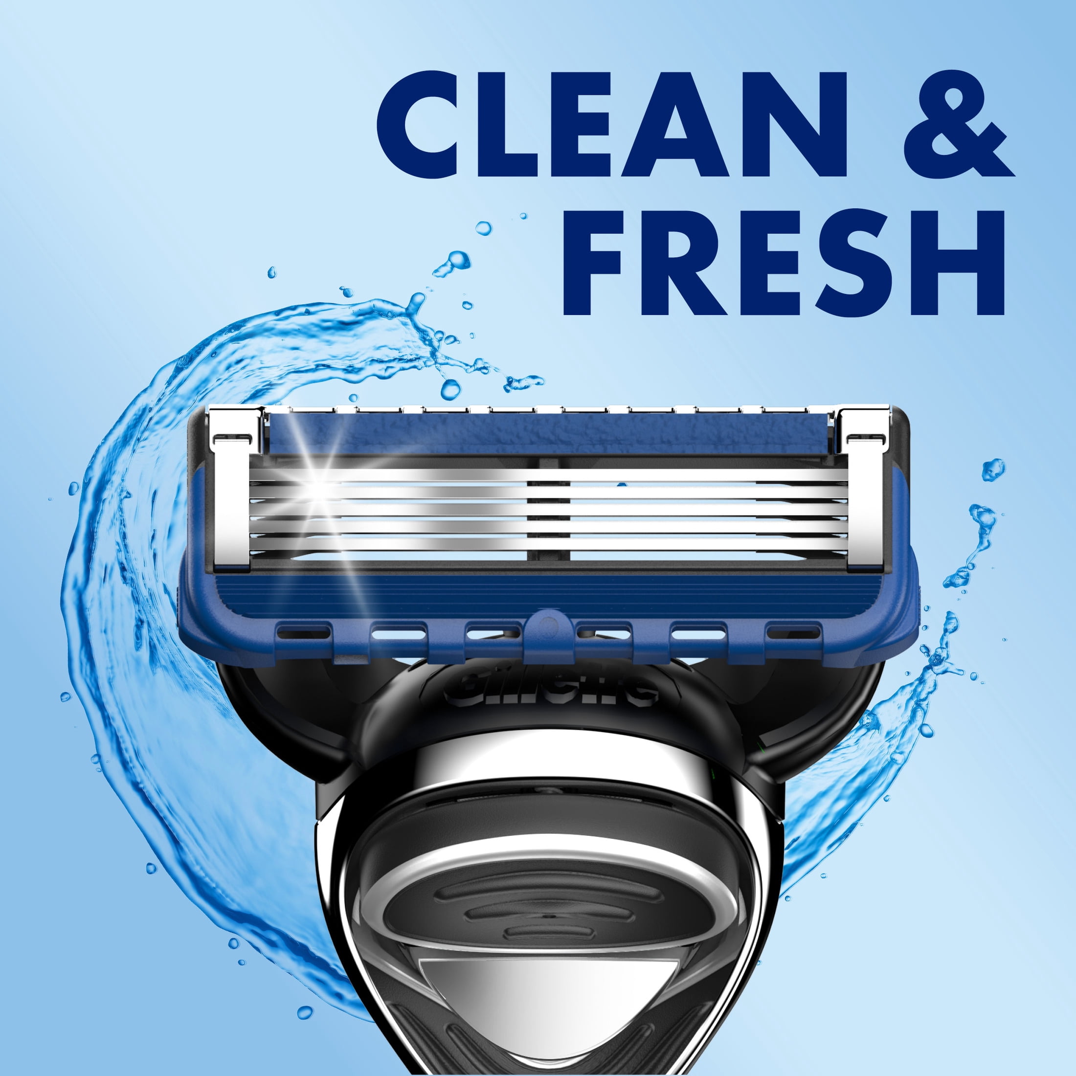 Gillette Mens Razor, Clean & Fresh, Handle + 2 Blade Refills