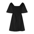 thumbnail image 4 of Fartey Dresses for Women 2025 Spring Summer Deep V Neck Knee Length Dress Elegant Bow tie Mini Dresses Fashion Casual A-Line Cocktail Dress Black S-2XL, 4 of 6