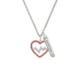 thumbnail image 2 of Delight Jewelry Silvertone Large Red Crystal Heart with Clear Heartbeat Silvertone Guardian Angel Bar Charm Necklace, 23", 2 of 4