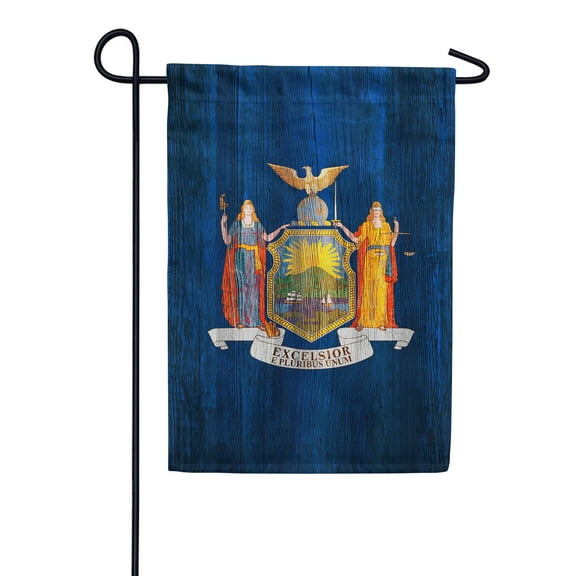 America Forever New York State Flag 12.5 x 18 Inch Double Sided Outdoor Yard Decorative USA Vintage Wood State of New York Garden Flag, Made in the USA