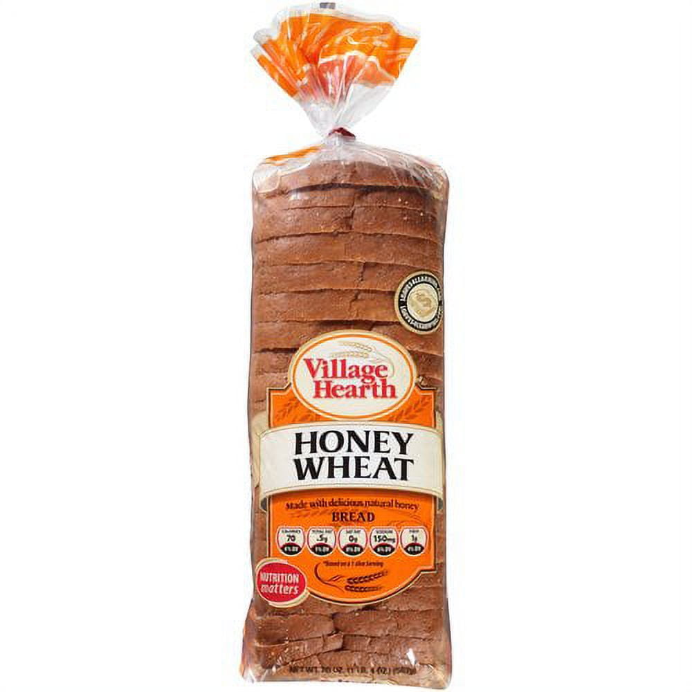 Village Hearth Honey Wheat Bread Loaf, 20 oz, 20 Count