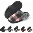 thumbnail image 4 of House Slippers for Woman Men, womens Checkered Slippers on House Shoes Cozy Memory Foam Scuff plaid Shoes with Fuzzy Faux Fur Comfortable Anti-Slip Warm Fuzzy indoor outdoor, 4 of 8