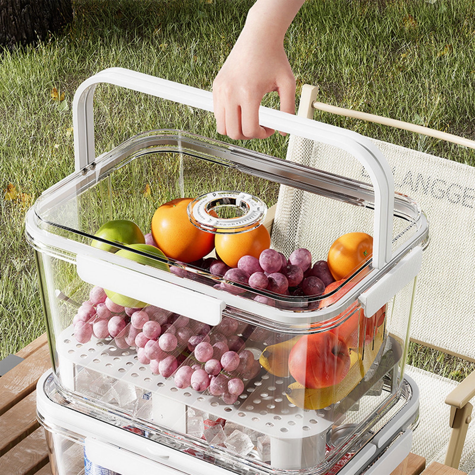 WWG Portable Insulated Lunch Box Picnic Cooler Bag with Handle Mobile Small Refrigerator for Food Storage Travel Camping Outdoor White 10.63x7.68x6.22 Inches