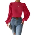 thumbnail image 1 of Sexy Dance Chandail pour Femmes à Manches Longues, Chandail Uni, Hauts, Tricot, Chandails Tricotés, Col Rond, Rouge, TG, 1 of 2