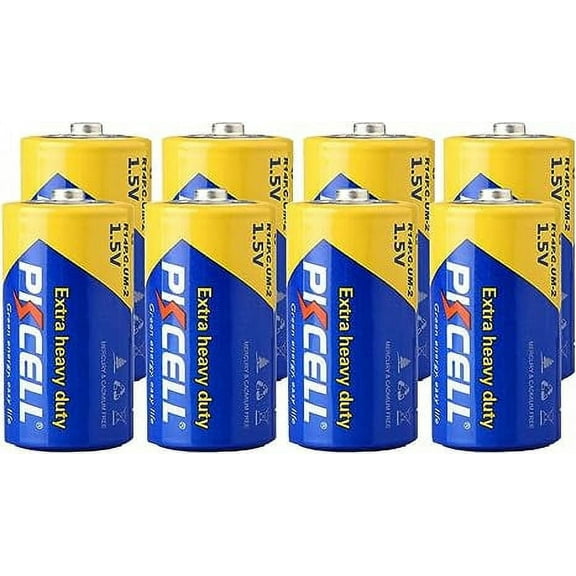 PKCELL MAX C Batteries (8 Pack), C Cell Batteries