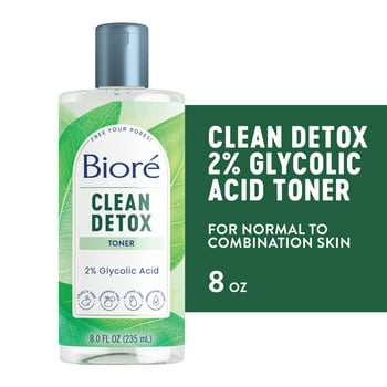 BiorClean Detox Sensitive Skin Toner, Exfoliating Toner, Alcohol Free Facial Toner, 2% Glycolic , Normal to Combination Skin, 8 Fl Oz