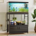 thumbnail image 1 of Bestier 20–29 Gallon Aquarium Stand with Power Outlets, Metal Fish Tank Stand with Storage Cabinet, 31.5"x15.7" Reptile Terrarium Stand with Gold Trim, 350 lbs Capacity (Black), 1 of 6