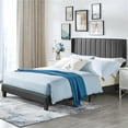 thumbnail image 3 of Renwick Upholstered Platform Queen Bed with Wing Side for Adult, Dark Gray, 3 of 15