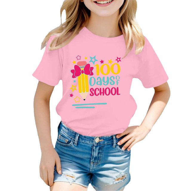 EHQJNJ Chandail en Molleton pour Tout-Petit Fille Automne Mode Décontractée Imprimé Col Rond Manches Courtes T-Shirt Blanc