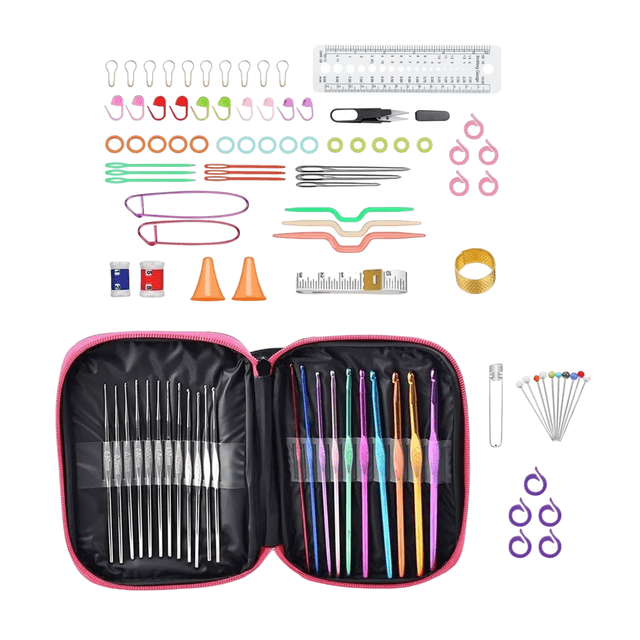 Kit De Ganchos Y Accesorios Tejer Al Crochet 100 Pcs Multicolor