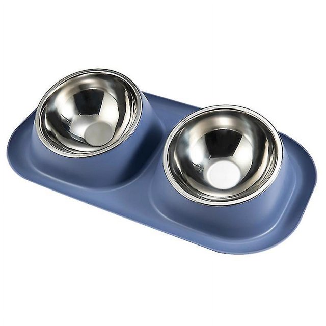 Cuencos dobles para perros y gatos, cuenco de acero inoxidable para mascotas con soporte inclinado de plástico antideslizante, comederos para perros y gatos, alimentador para cac