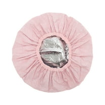 Unique Bargains 1 Pc Women Durable Stripes Shower Cap for Bathroom Vacation Hotel Travel Pink Satin EVA