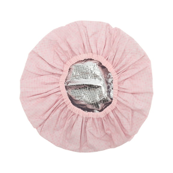 Unique Bargains 1 Pc Women Durable Stripes Shower Cap for Bathroom Vacation Hotel Travel Pink Satin EVA