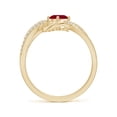 thumbnail image 2 of ANGARA Natural Ruby Twisted Ribbon Engagement Ring with Pav� Diamond Accents in 14K Yellow Gold for Women (Size-6x4mm) | July Birthstone, Anniversary, Jewelry Gift for Women | Natural Ruby Ring, 2 of 9