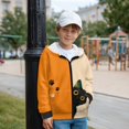 thumbnail image 4 of FUIALDOLG Girls Orange Long Hoodies Jacket Black Cat Print Hoodies for Girl Kids Full Zip Hoodie Boys Winter Jacket Warm Cozy Outwear Coat with Pockets, Size S, 4 of 7