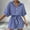Blue, variant on Women's Striped Shorts Romper Button Front Half Sleeve Lapel Romper Tie Waist Jumpsuit Summer Casual Wide Leg Shorts