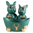 thumbnail image 2 of Estatuas de bulldog, figuras decorativas, regalo francés, estatuas de superficie, frasco, perro genial Verde, 2 of 9
