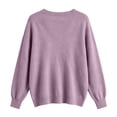 thumbnail image 6 of LNZGNM Sweaters for Women Long Sleeve V-neck Ribbed Oversized Lightweight Cozy with Stretch Sweater Fall Outing Comfort,Light Purple(L), 6 of 9