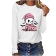 thumbnail image 7 of Xdegoge Women's Halloween Long Sleeve T-Shirts Cute Skeleton Pumpkin Print Crewneck Pullover Sweatshirts Novelty Fall Graphic Tees Casual Holiday Tops Comfortable Autumn Wear, 7 of 7