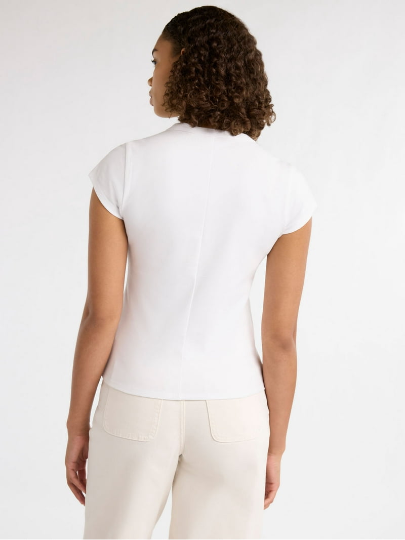 Free Assembly Women's Cap Sleeve T-Shirt, Soft Stretchy Cotton