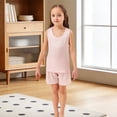 thumbnail image 2 of Gbsyewxs Girls Outfits Sets 2 Piece Strappy Sleeveless Solid Color Tops And Shorts Set Homewear Summer Toddler Outfits Pink Size 13-14 Years, 2 of 4