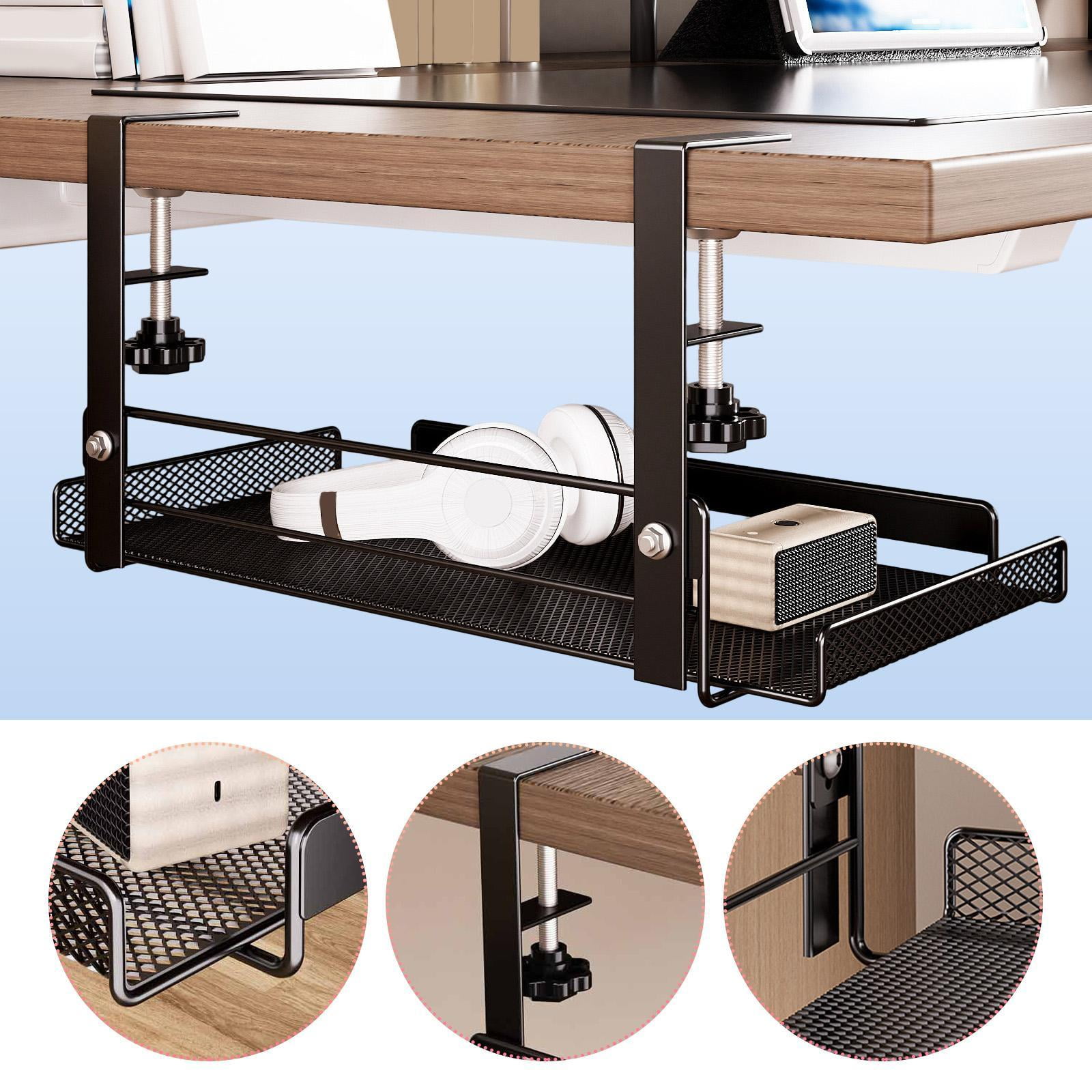 Under Desk Organizer Cable Management Tray Wire Management No Drill Clamp on for Home Office Standing Desk Cords