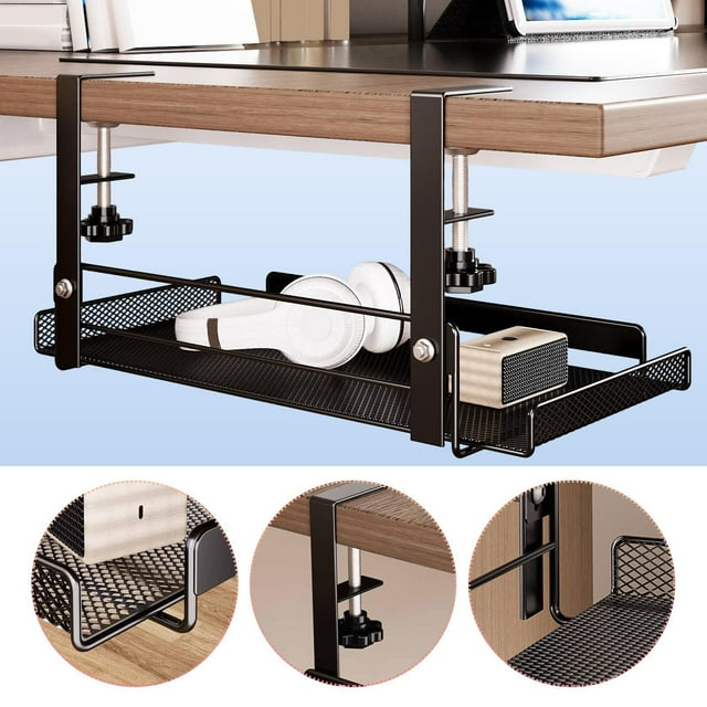 Bandeja organizadora de cables debajo del escritorio, sin dañar escritorio, soporte para gestión de cables para concentrador USB, oficina, interior