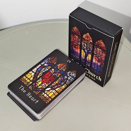 Gothic Church Lenormand Oracle Cards 44-Card Deck Stained Glass Art Style Extra Man/Woman & Special Cards 9*6cm