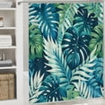 thumbnail image 6 of Awypu Natural Mulberry Organic with Green Monstera Print Waterproof Shower Curtain for Bathroom Decoration White, 6 of 7