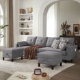 thumbnail image 1 of Pingliang Home 101" Modular Convertible Sectional Sofa Couch with Double Storage Ottoman & Side Pockets,U-shaped 4 Seat Sofa Couch with  2 Pillows for Living Room Office Apartment, 1 of 6