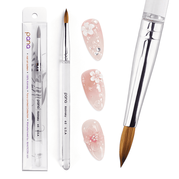 PANA Finest Acrylic Nail Brush with Round Acrylic Handle Size 6