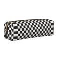 thumbnail image 1 of Fotbe Black and White Checkerboard Estuche para Lápices de Cuero con Estampado, Estuche con Cremallera Resistente, Organizador Compacto y Elegante para Papelería, 1 of 7