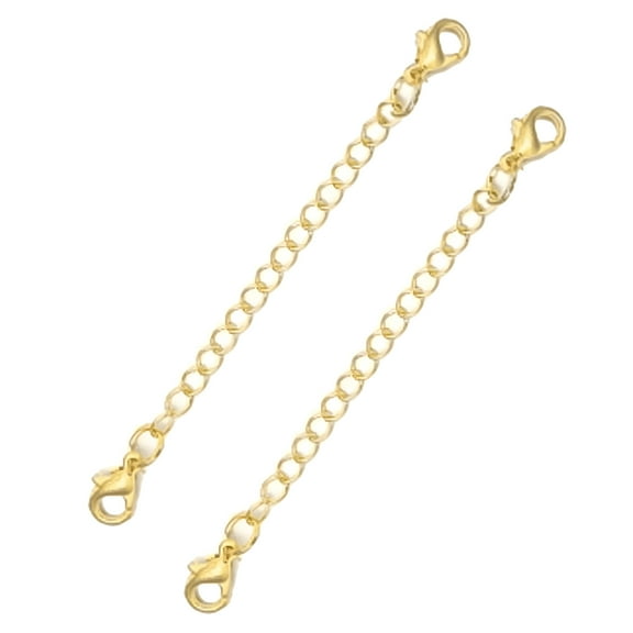 Designice 2 Pieces Necklace Extender with Lobster Clasp,Adjustable Gold Necklace for Women,Durable KC Gold Chain