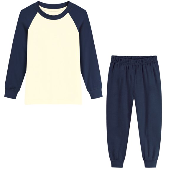 Rimyaw Toddler Boys Girls Pajamas Sets Kids 2-Piece Sleepwear Cotton Raglan Long Sleeve Casual Clothes 5T
