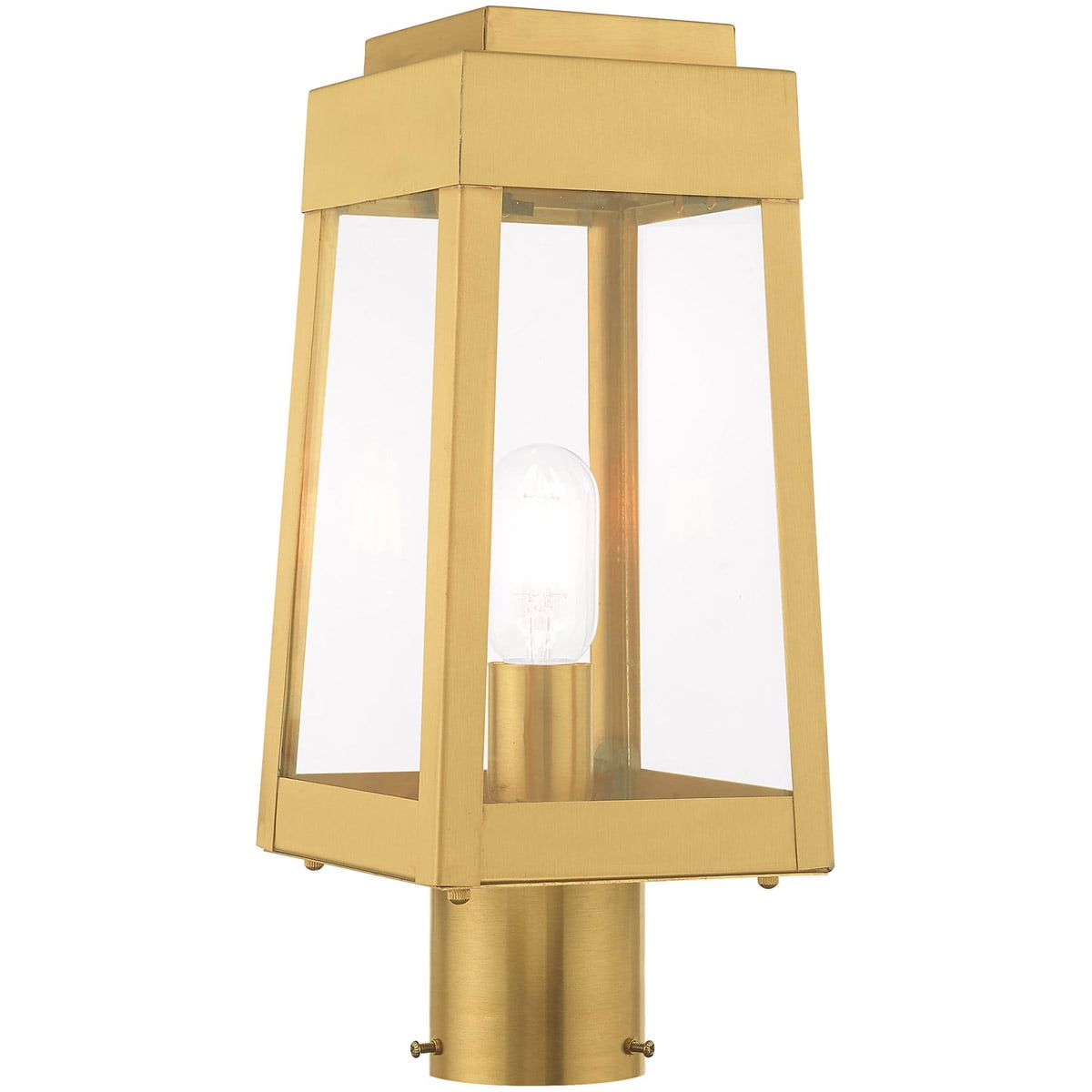 Outdoor Post Light 1 Light Fixtures With Satin Brass Finish Solid Brass