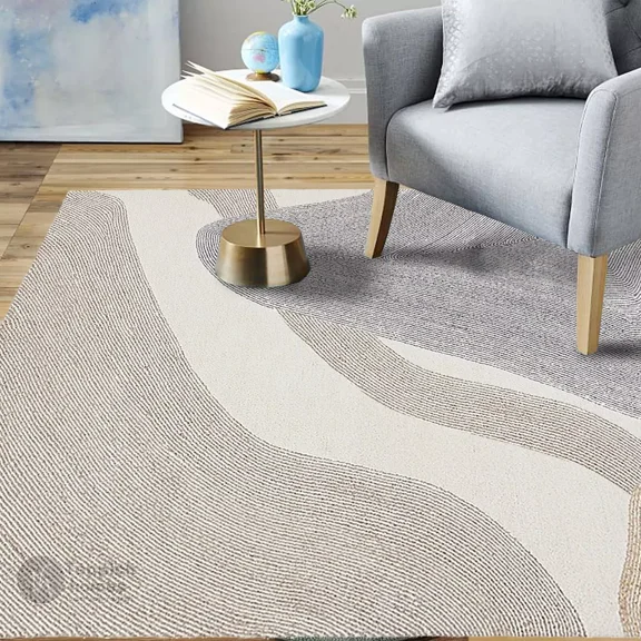 Tufted area rug, 12x15 Woolen carpet, Tempo neutral rugs, Bed, Kids, Living, room