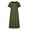 Army Green, variant on Plus Size Cotton Linen Dresses for Women Short Sleeve Summer Pleated Midi Dress with Pockets